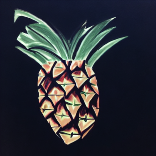 A green and red pineapple drawn with a pencil. AI image generated of A green and red pineapple drawn with a pencil.