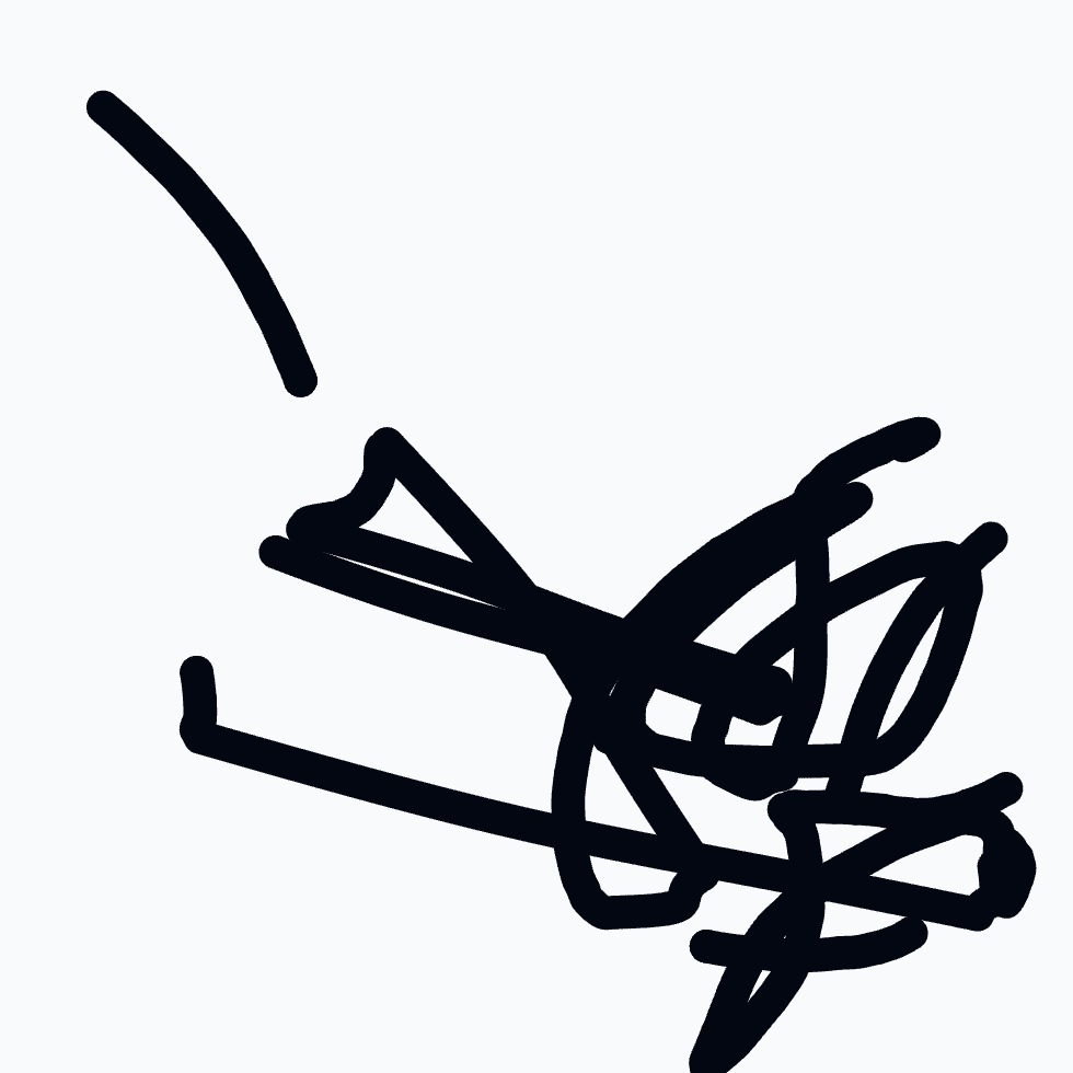 A black drawing of a bird with a broken wing.